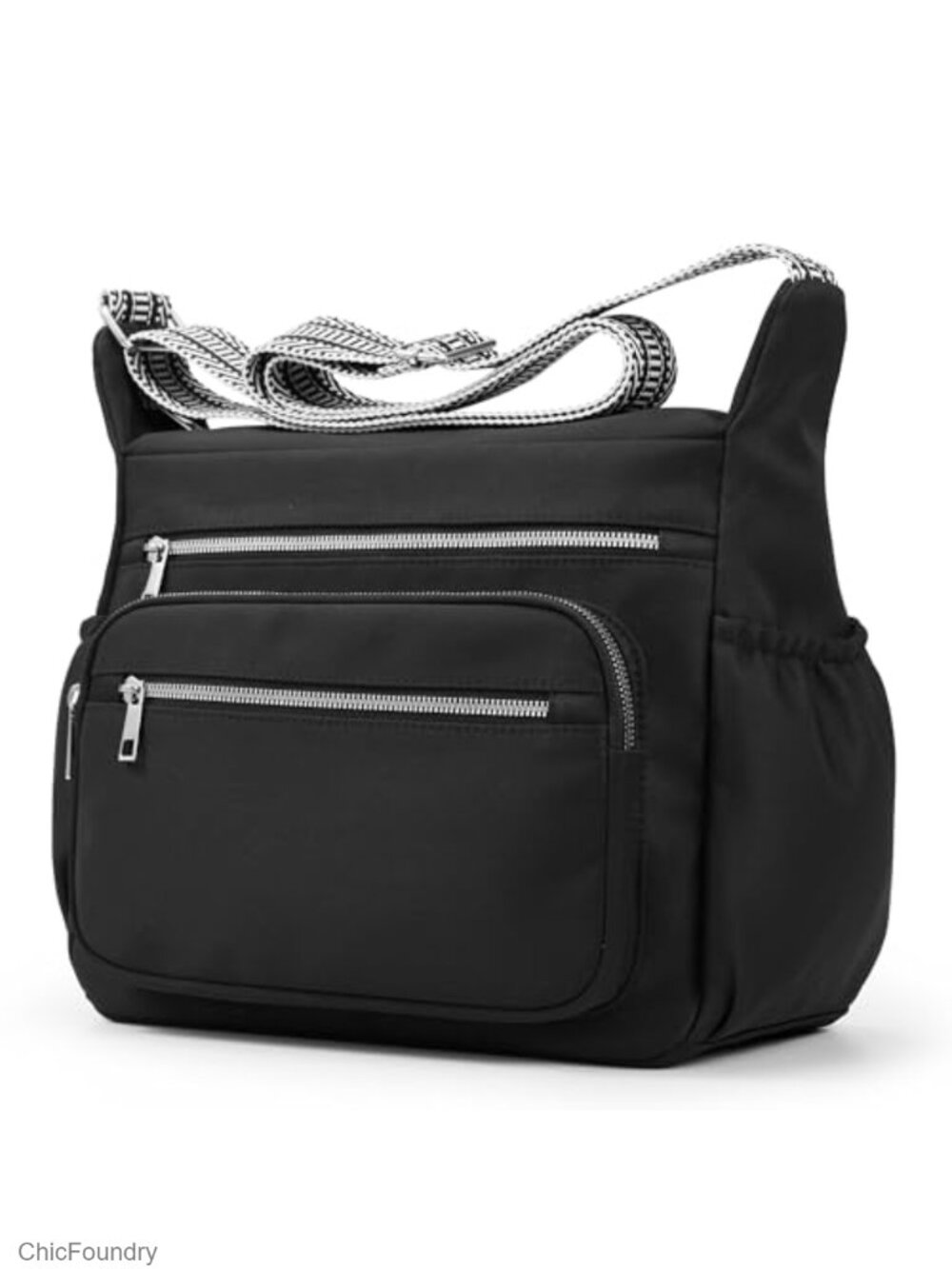 Lightweight Nylon Crossbody Bag Wide Strap Travel Purse Multi-Pocket